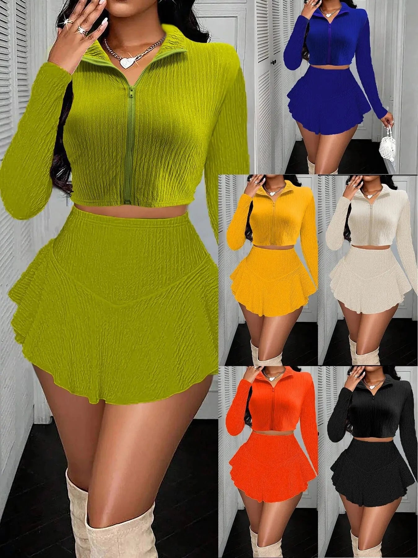 Summer Mini Skirt Outfits Sexy Women Streetwear Two Pieces Tracksuit Set Lady Night Club Matching Set