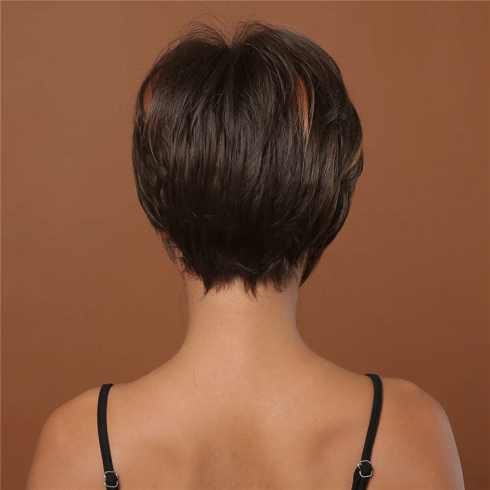 Short Pixie Cut Synthetic Wig With Bangs for Black Women