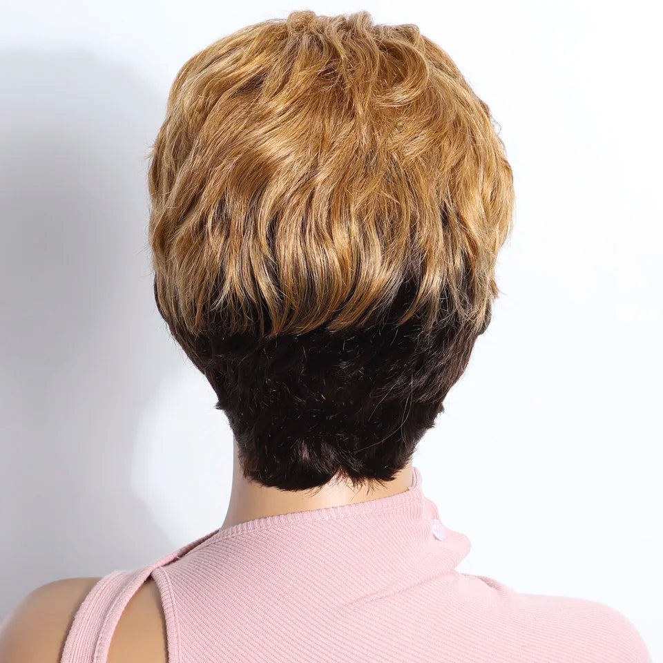 Blonde Short Pixie Cut Silky Lace Front Wig for Women