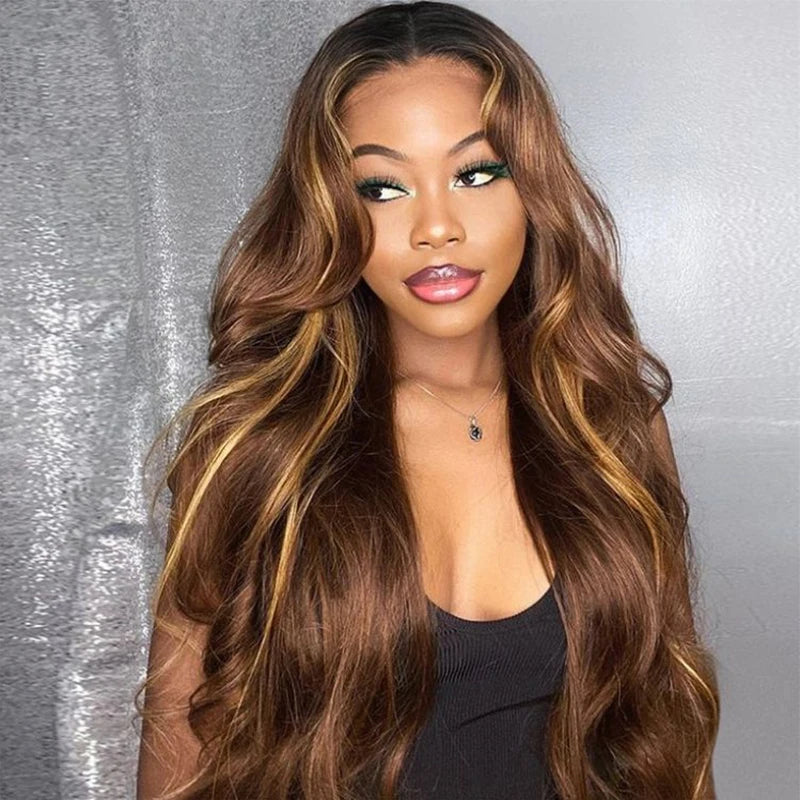 Ombre Brown Honey Blonde Body Wave Wig