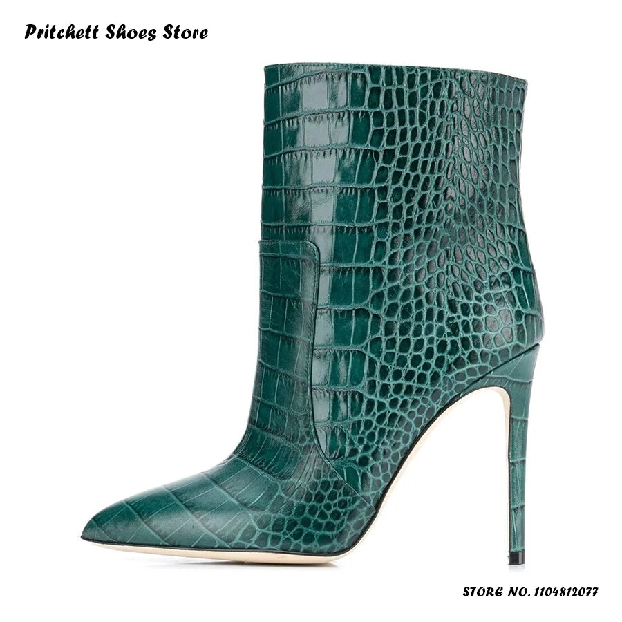 Slip On Python Print Pointed Toe Ankle Boots For Women