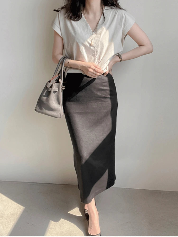 Shirts & Blouses For Women Half Sleeve Summer Loose Button Up Woman Top V Neck Simple Cheap Stylish Offer Aesthetic Hot Xl S Xxl