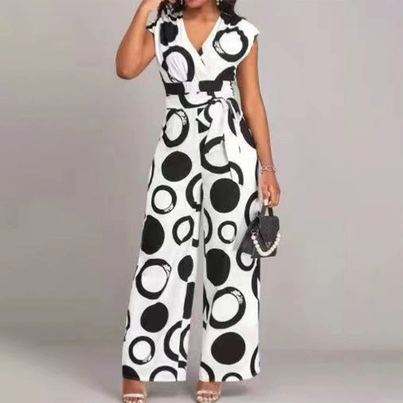 Wide Leg Belted Boho Jumpsuit
