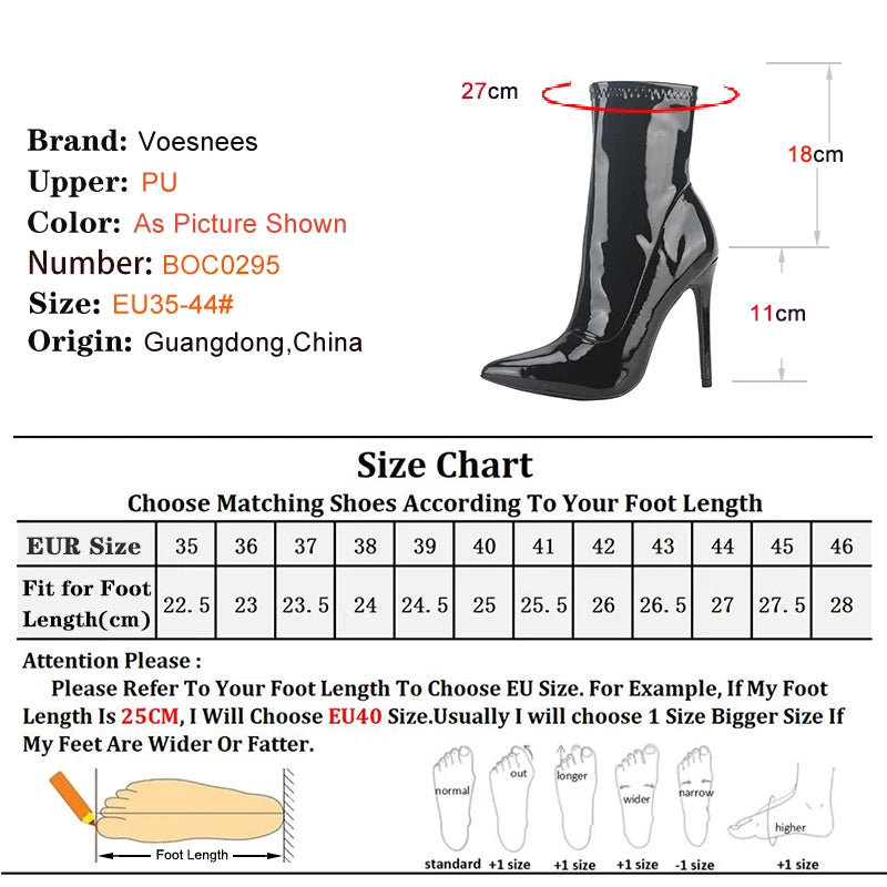 Pointed Toe Patent Leather Ankle Boots With Heels for Women