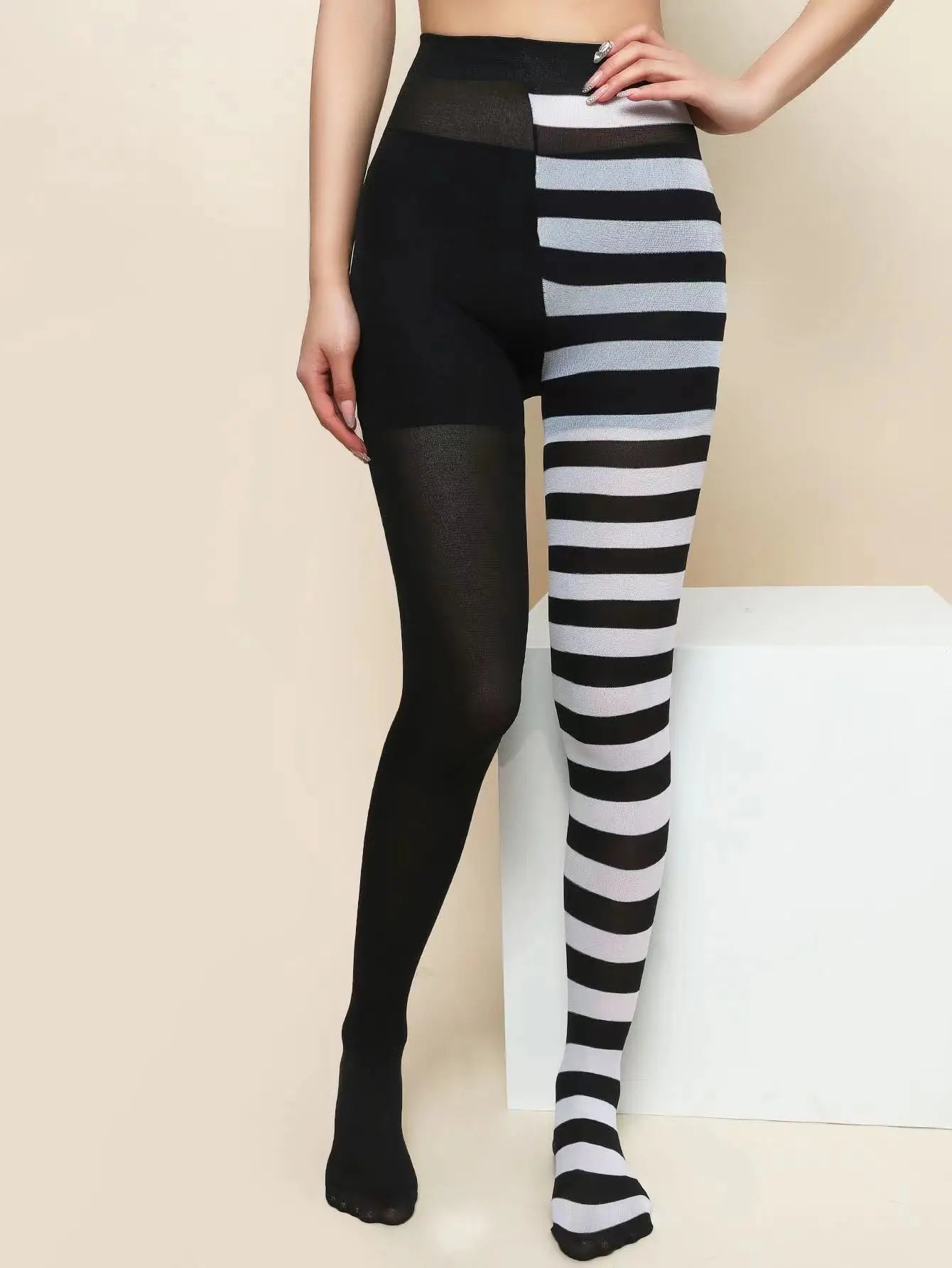 FCCEXIO New Striped Yoga Legging Women Print Goth Style Long Tights Casual Punk Ladies Sport High Waist Workout Elastic Leggings