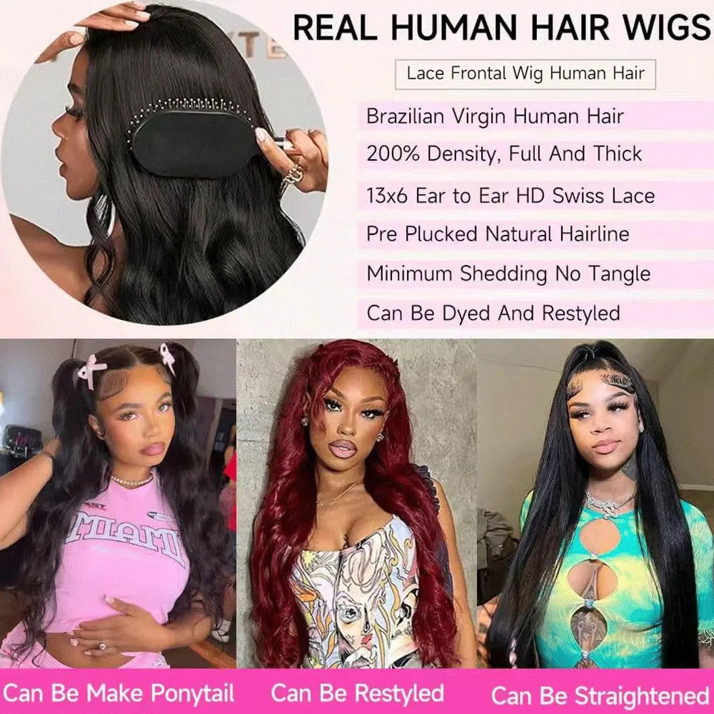 Long Body Wave Glueless HD Lace Front Wig for Women