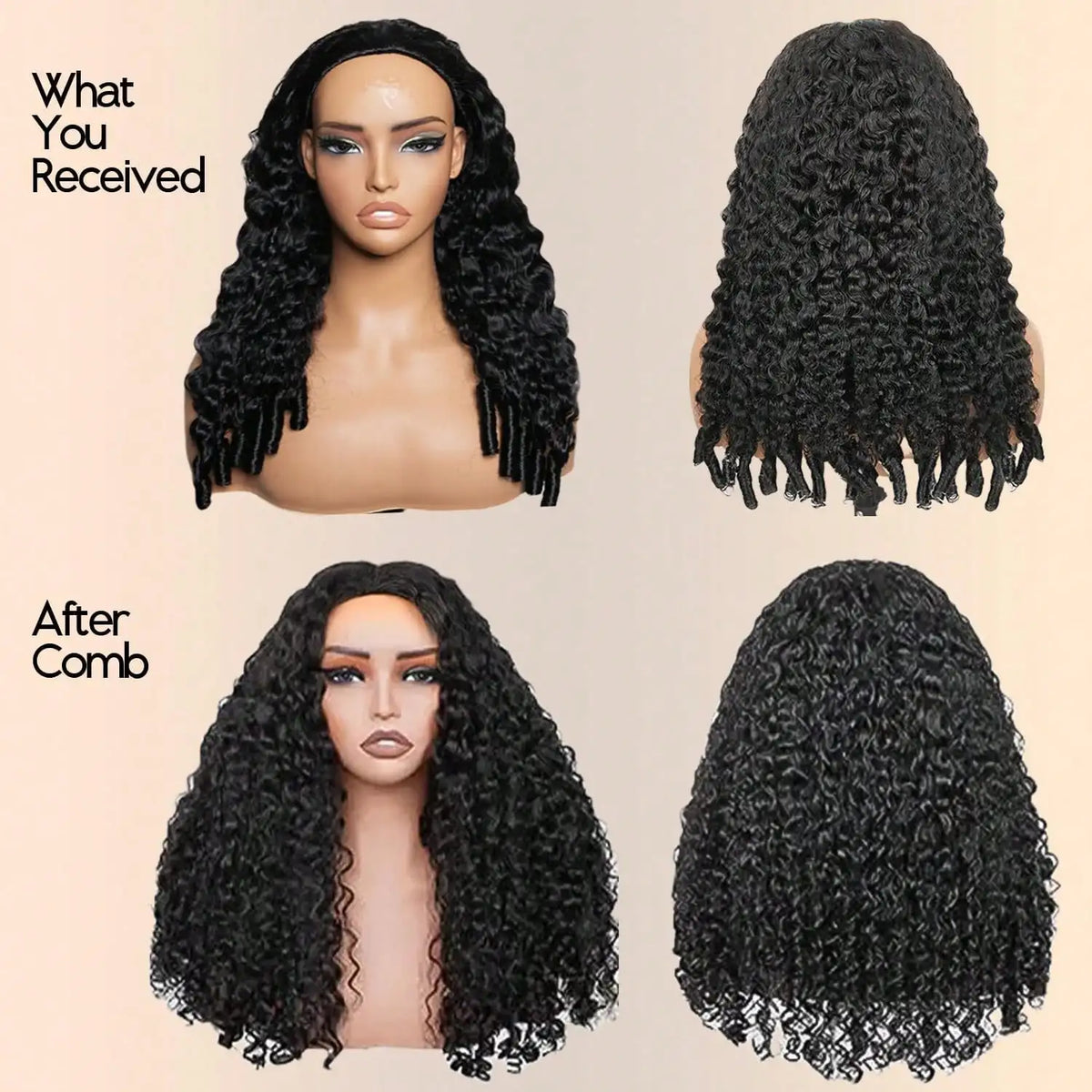 Seamless Curly Human Hair Glueless Half Wig for Women