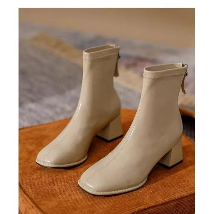 Square Toe Block Heel Ankle Boots