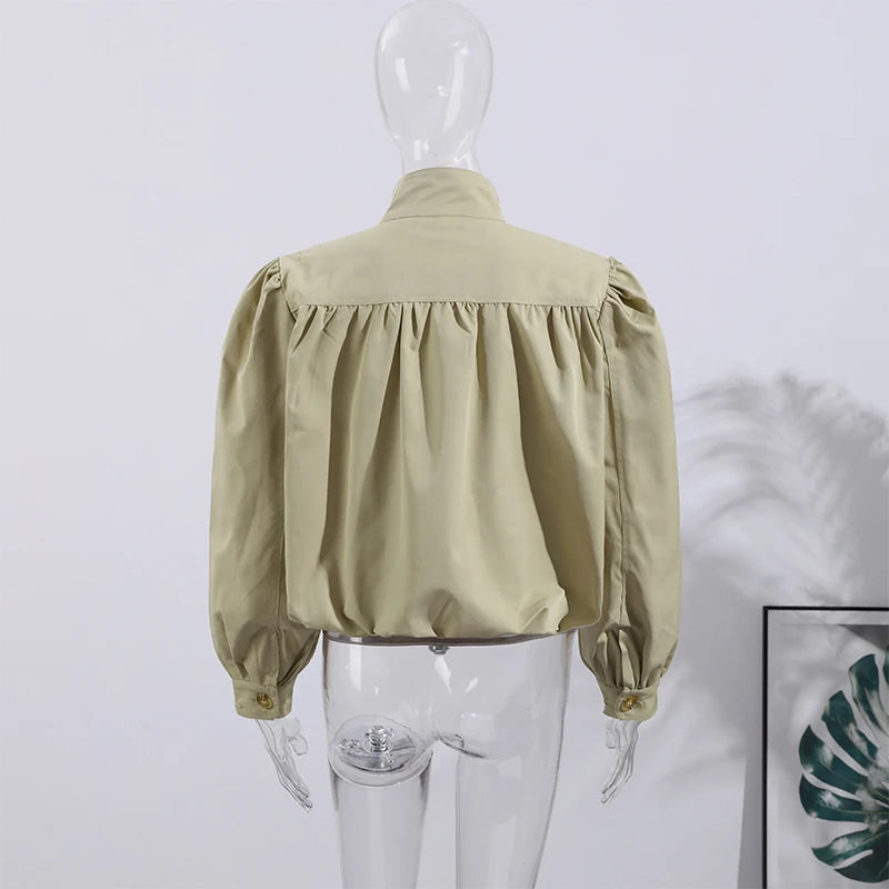 Lightweight Standup Collar Solid Short Jacket for Women