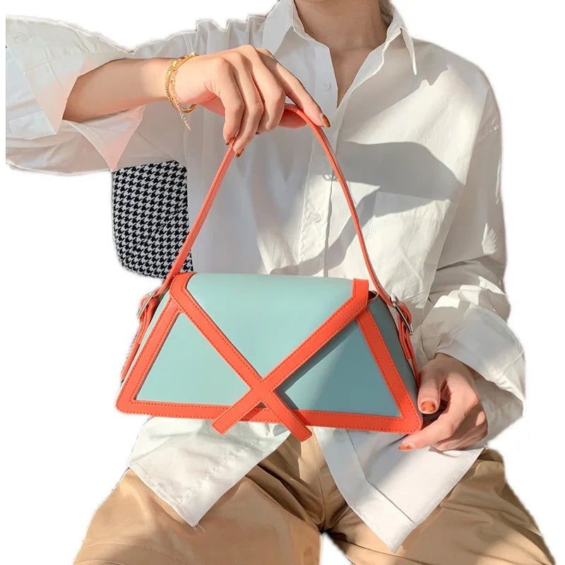 Panelled Trapezoid Shoulder Bag