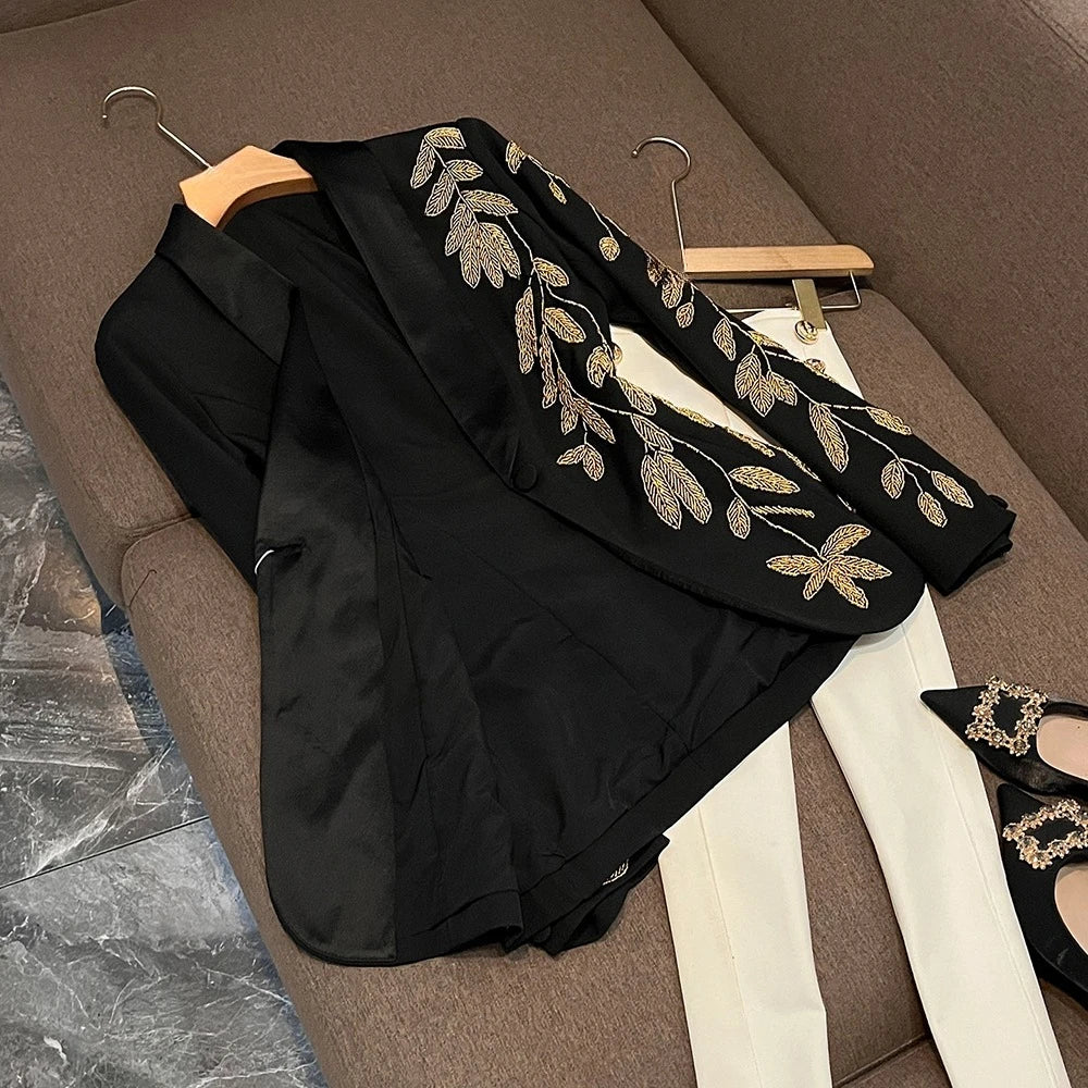 TWOTWINSTYLE Temperament Gorgeous Blazers For Women V Neck Long Sleeve Autumn Elegant Commute Blazer Female Fashion KJA533454