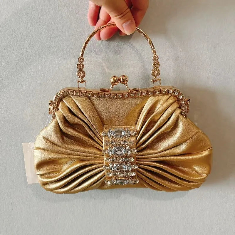 New Dinner Women's Bag Luxury Brand Fashion Handmade Diamond Women's Handbag Shiny Banquet Mini Shoulder Bag High Quality