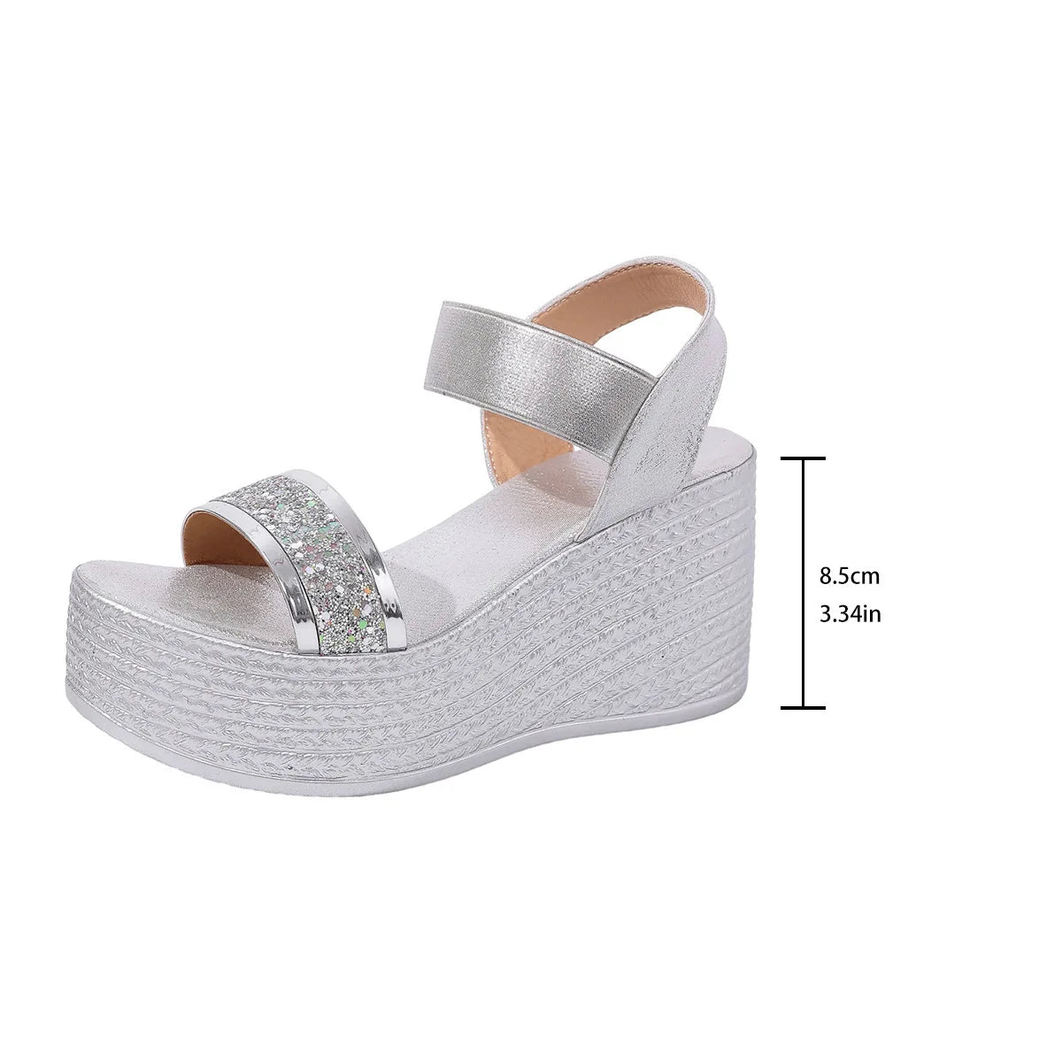 Gold Glitter Platform Wedge Sandals