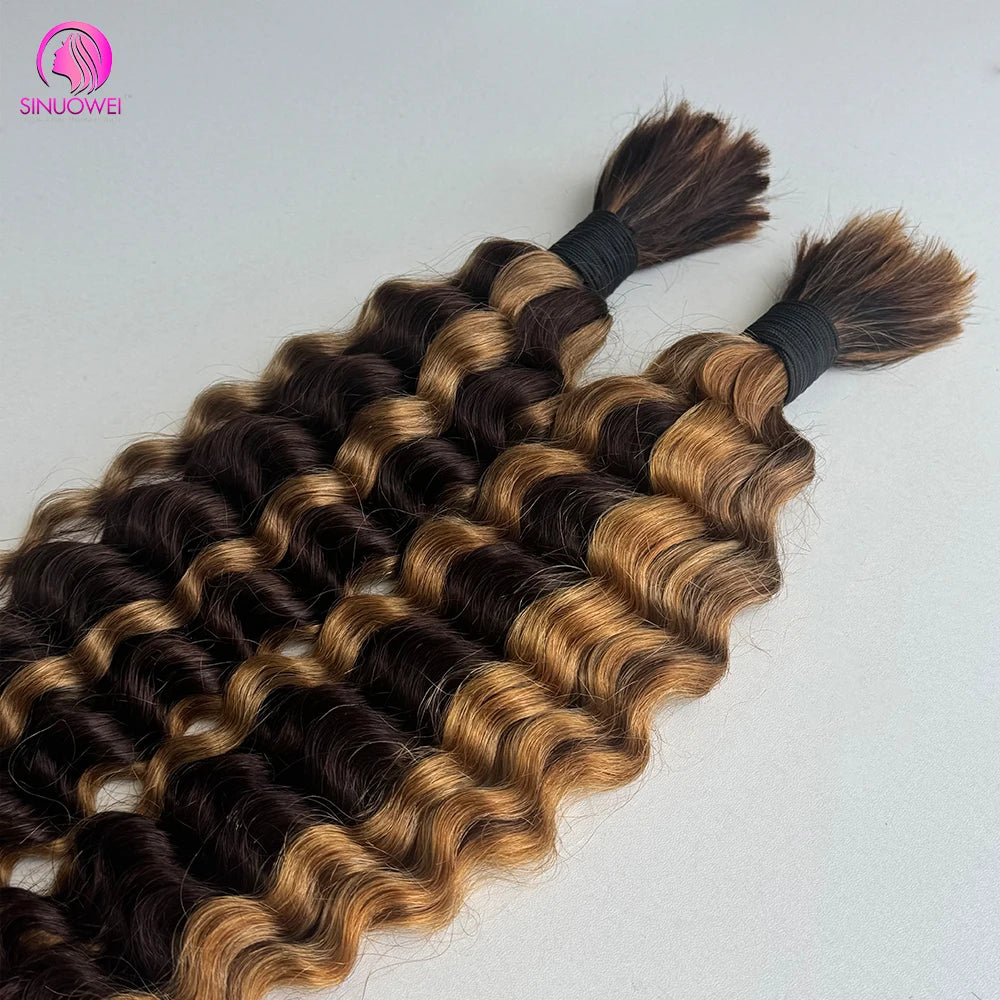 Honey Blonde Deep Wave Human Hair Braiding Extensions for Women