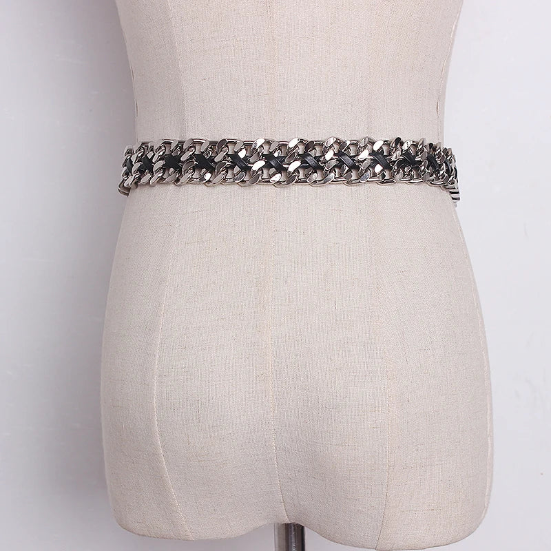 Trendy Gold Metal Decorative Waist Chain Belt for Women