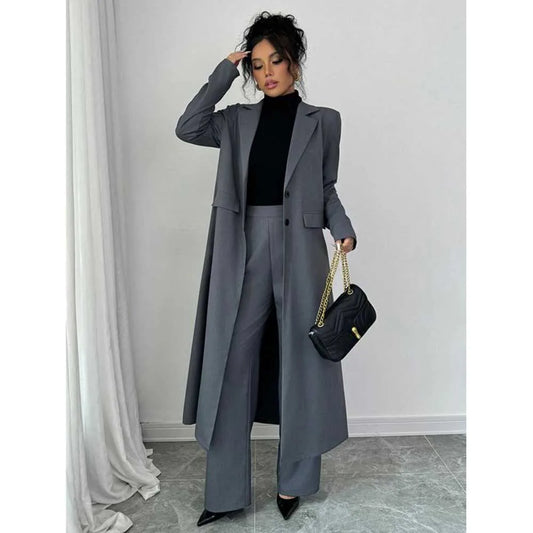 2024 Elegant Autumn New Arrival Suits for Women 2 Piece Long Jacket Pants Female Clothing Fashion Office Lady's Blazers Sets