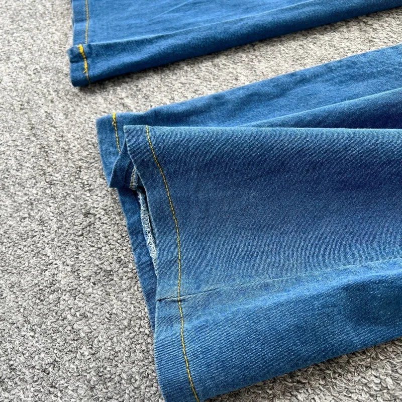 Vintage Long Sleeve Denim Shirt And Jeans Set for Women