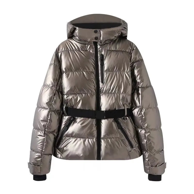 Warm Hooded Padded Ski Jacket And Pants Set for Women
