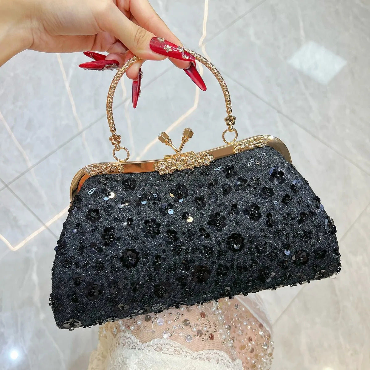 New Dinner Handbag Sequined Diamond Dinner Party Women's Handbag Luxury Brand Fashion Trend Women's Shoulder Crossbody Bag