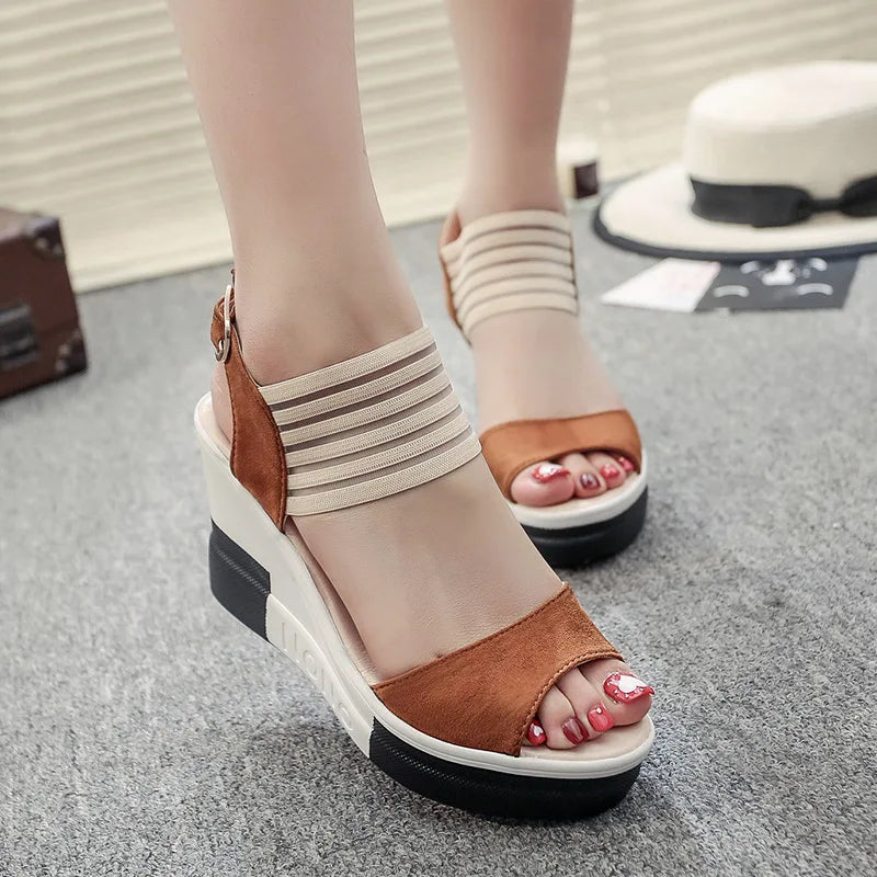 Air Mesh Platform Wedge Sandals