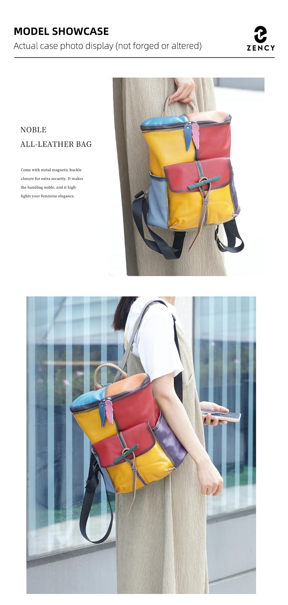 Large Capacity Soft Cow Leather Backpack for Women