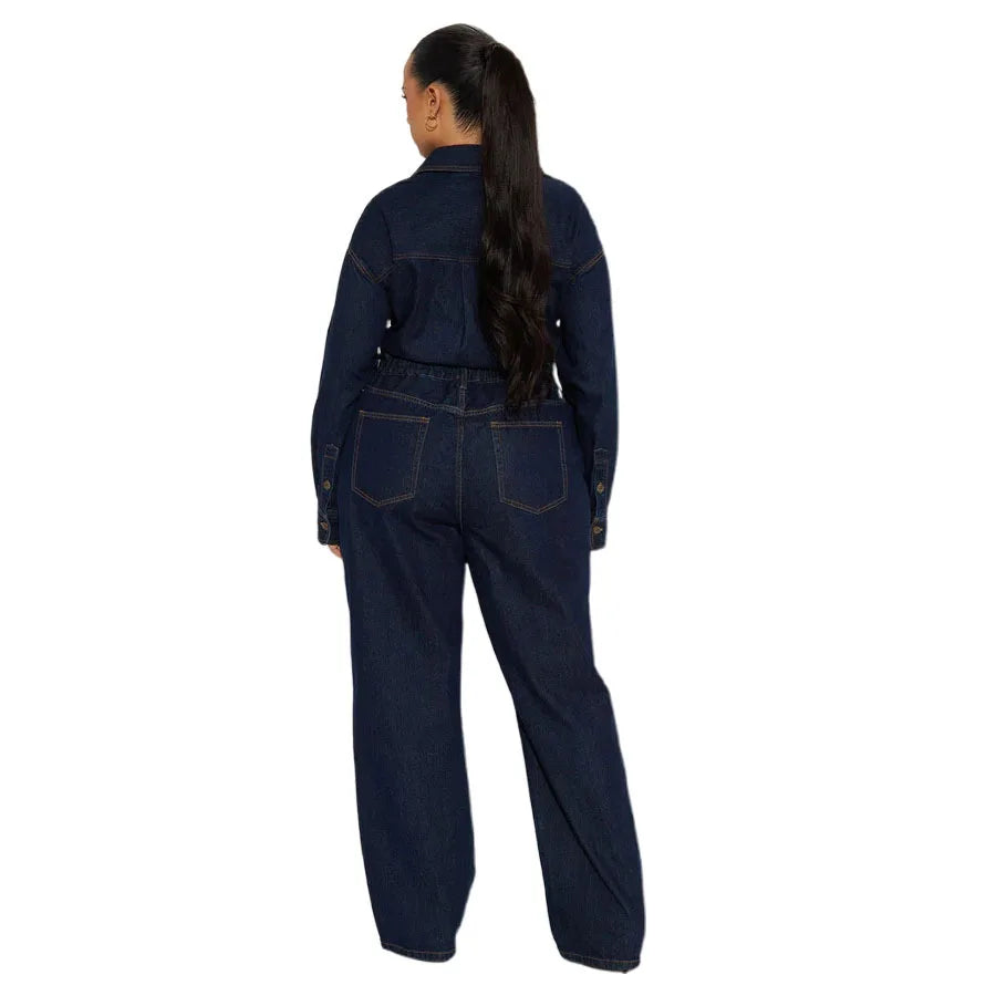 Washed Distressed Denim Jumpsuit