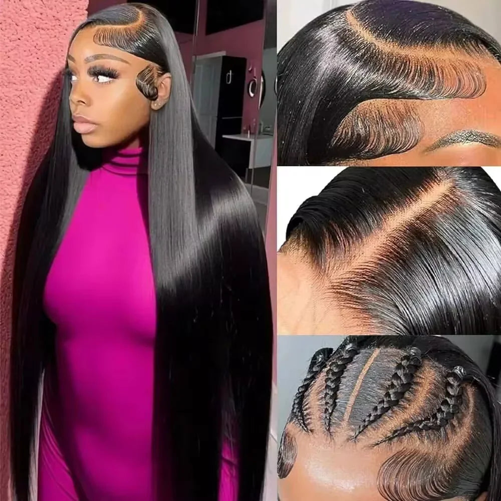 Transparent Lace Front Human Hair Brazilian Straight Wig For Women
