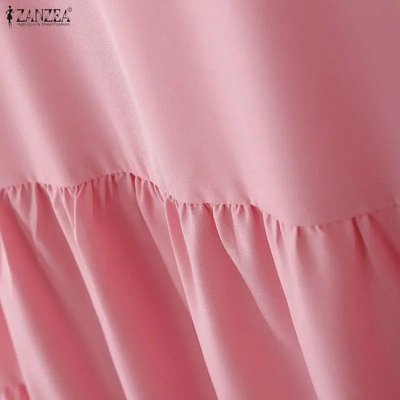 Tiered Puff Sleeve Midi Dress