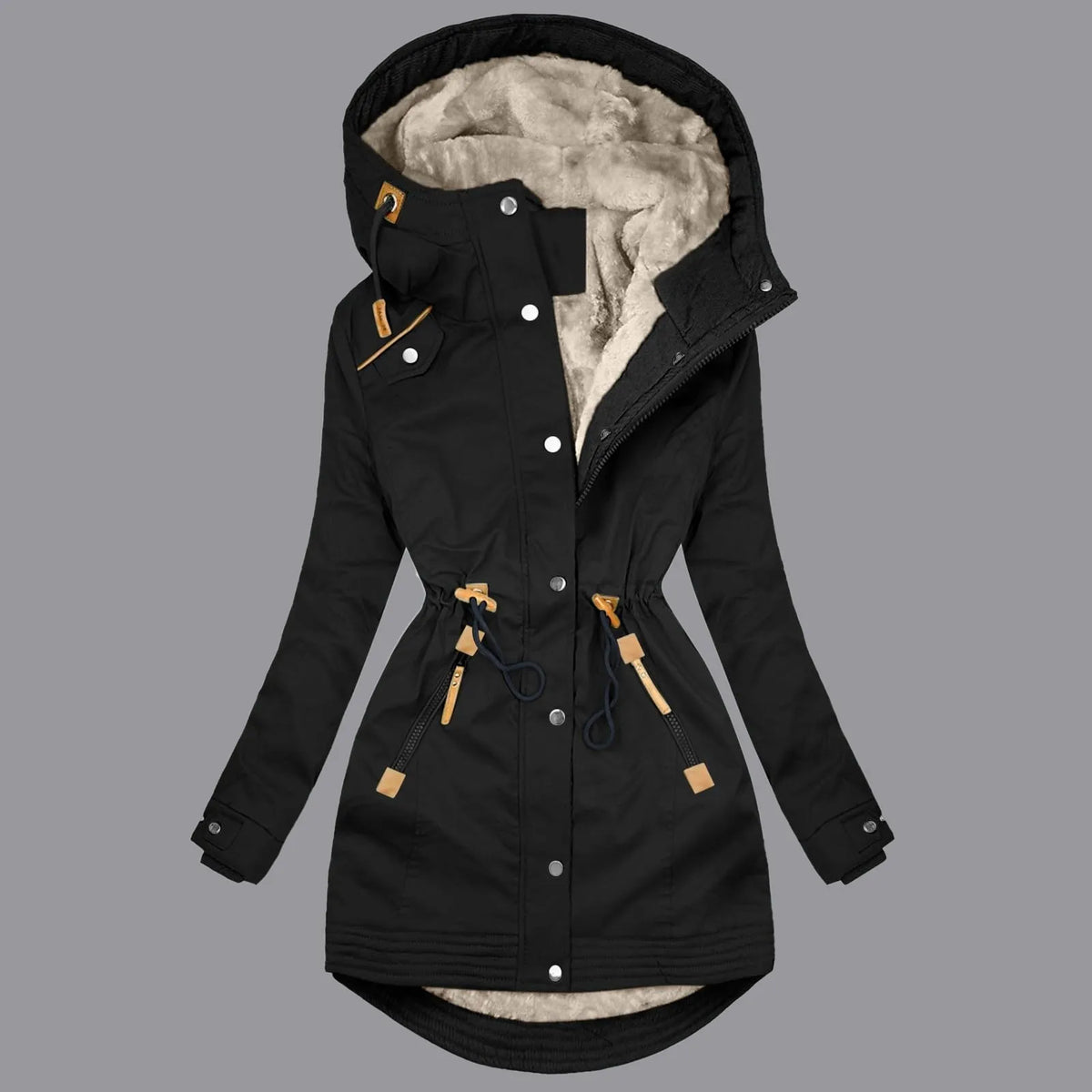 Windproof Hooded Fleece Lined Rain Jacket for Women