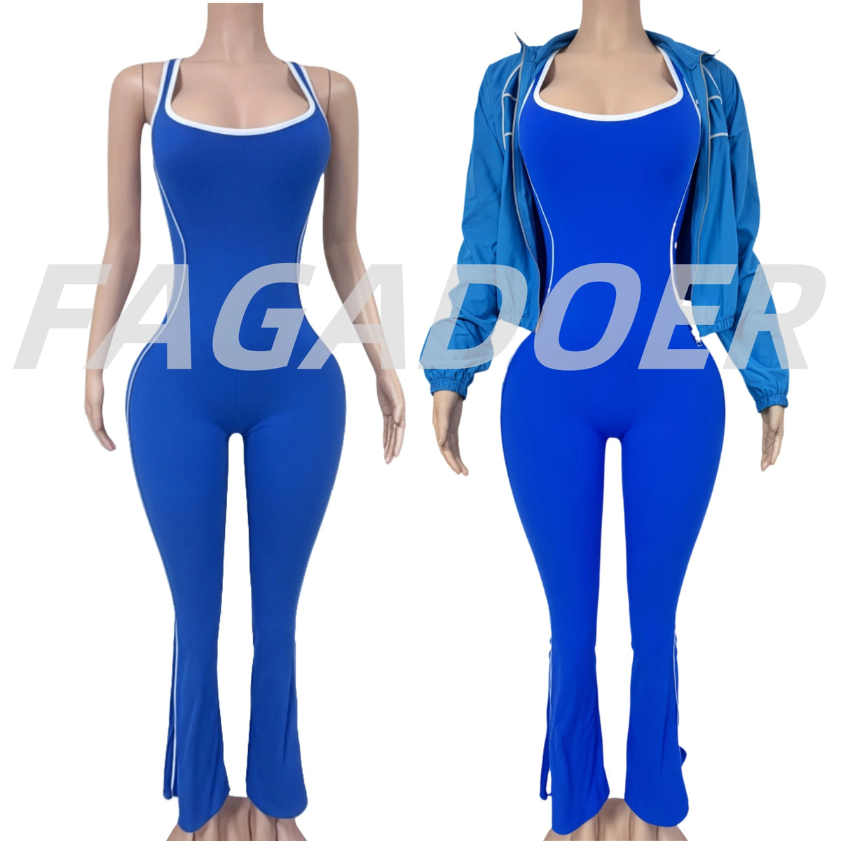 Casual Two Piece Jacket And Jumpsuit Set for Women