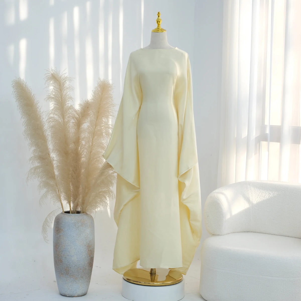 Shiny Loose Ankle-Length Kaftan Maxi Dress for Women