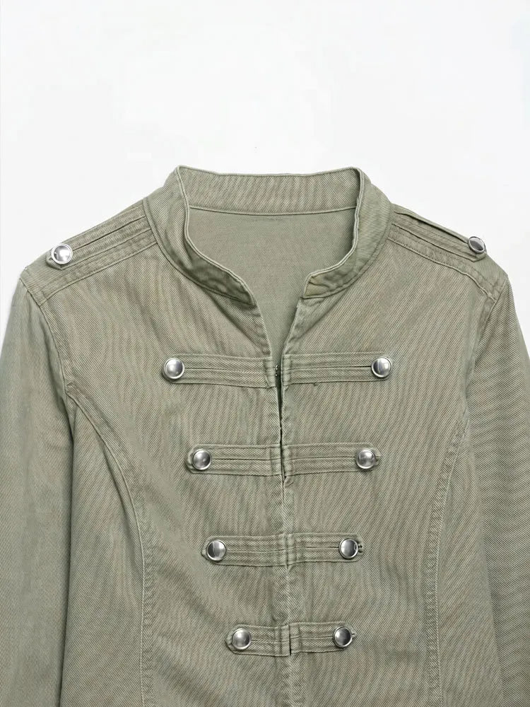 Long Sleeve Slim Fit Retro Chic Denim Jacket for Women