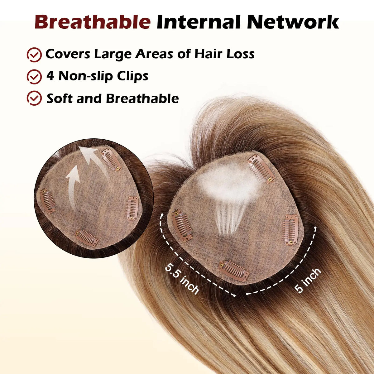 Golden Brown Blonde Mixed Remy Human Hair Topper for Women