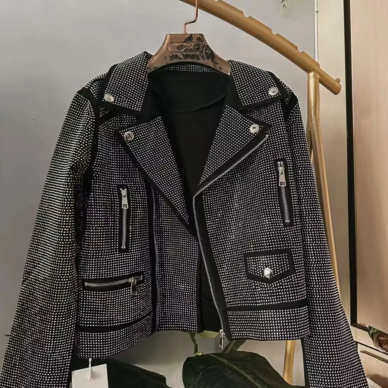 Sequined Embellished Zip Front Bomber Jacket For Women