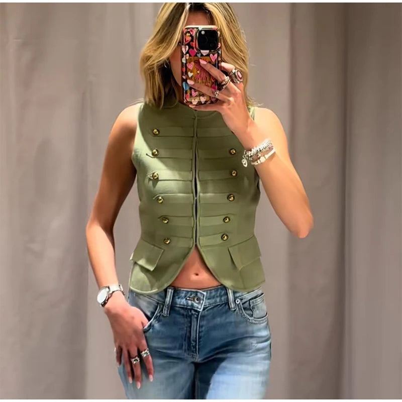 Comfortable Knitted O Neck Sleeveless Vest For Women