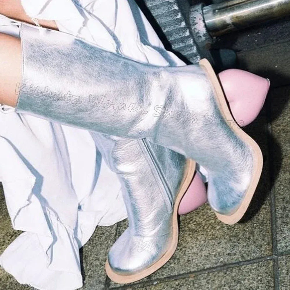 Heart Shaped Heels Knee High Boots
