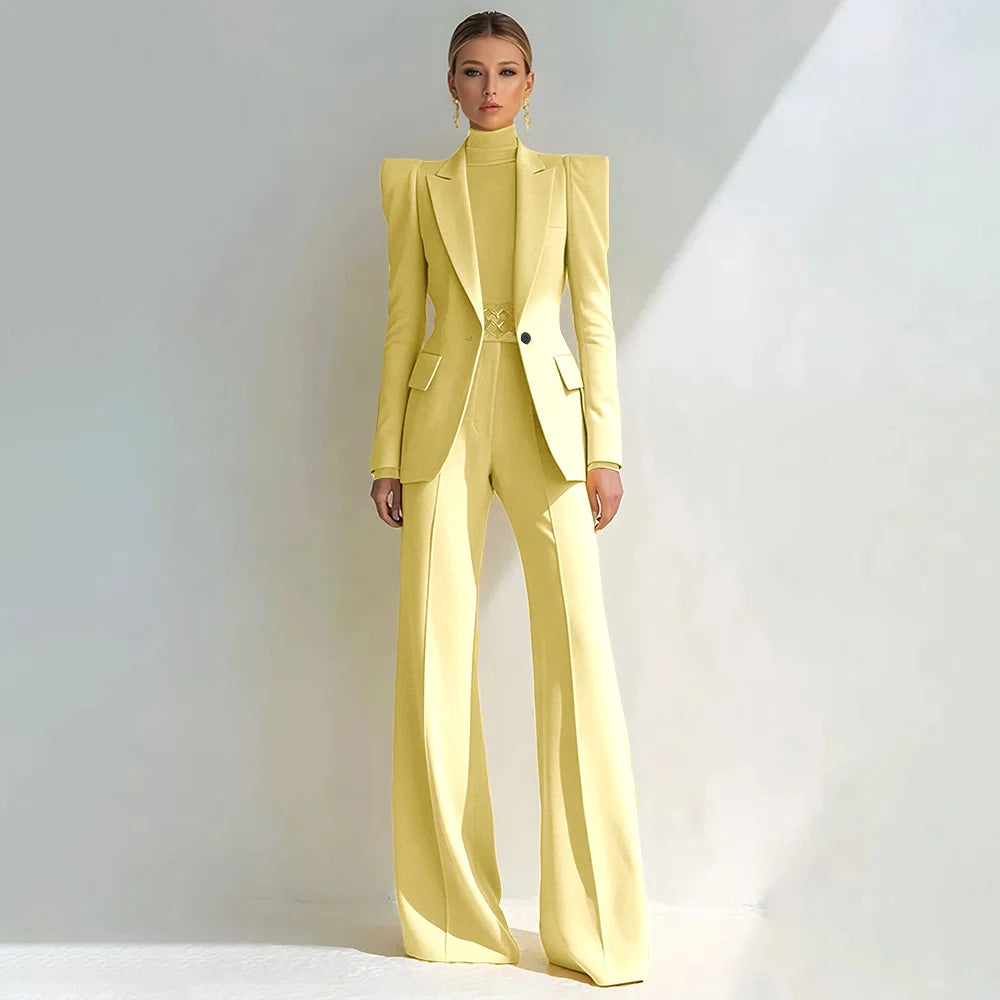 Stylish Double Breasted Two Piece Pantsuit for Women