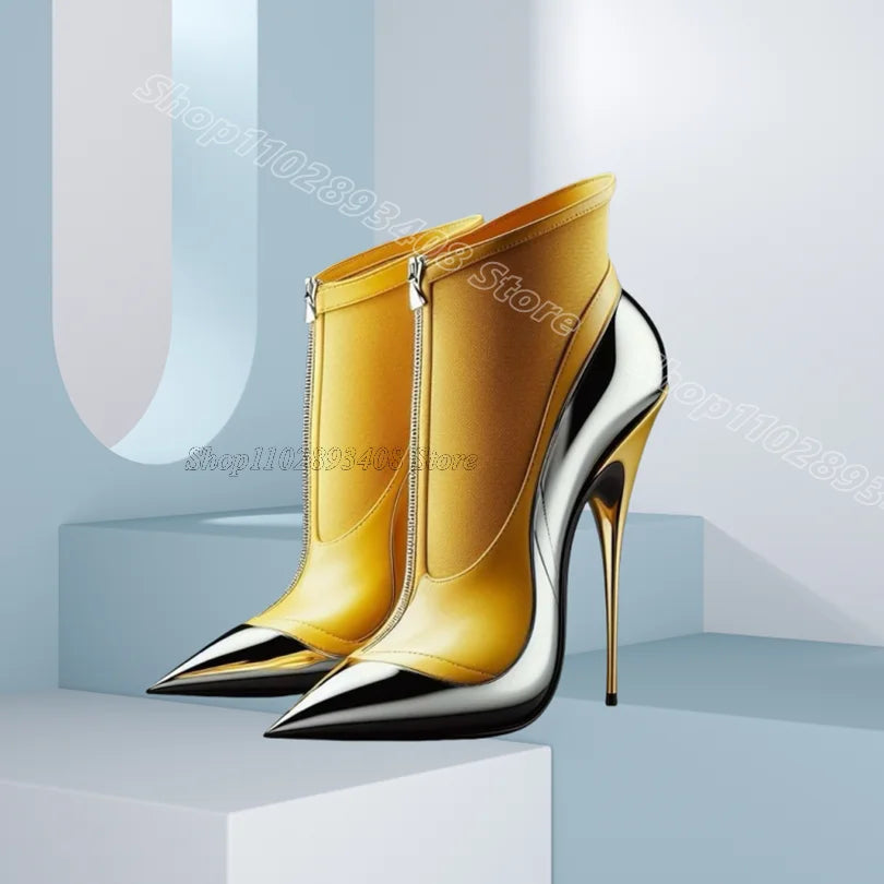 Stylish Zipper Pointed Toe Stiletto Ankle Boots for Women