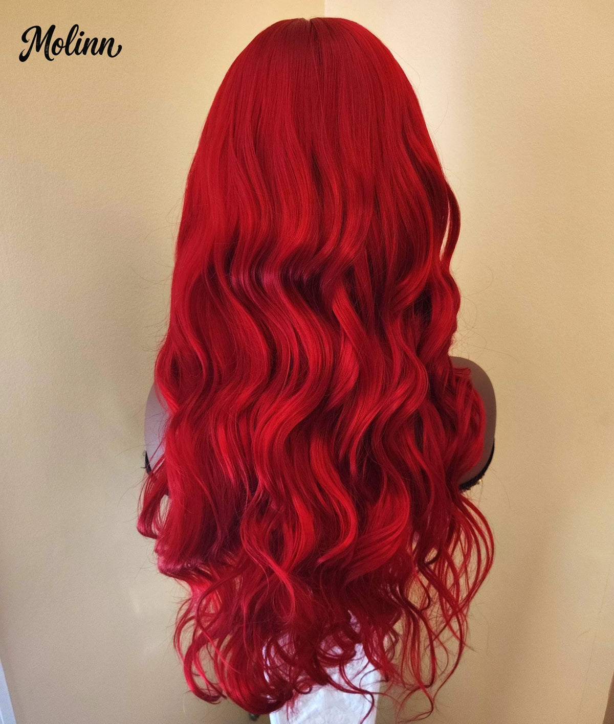 Bright Red Body Wave Heat Resistant Lace Front Wig for Women