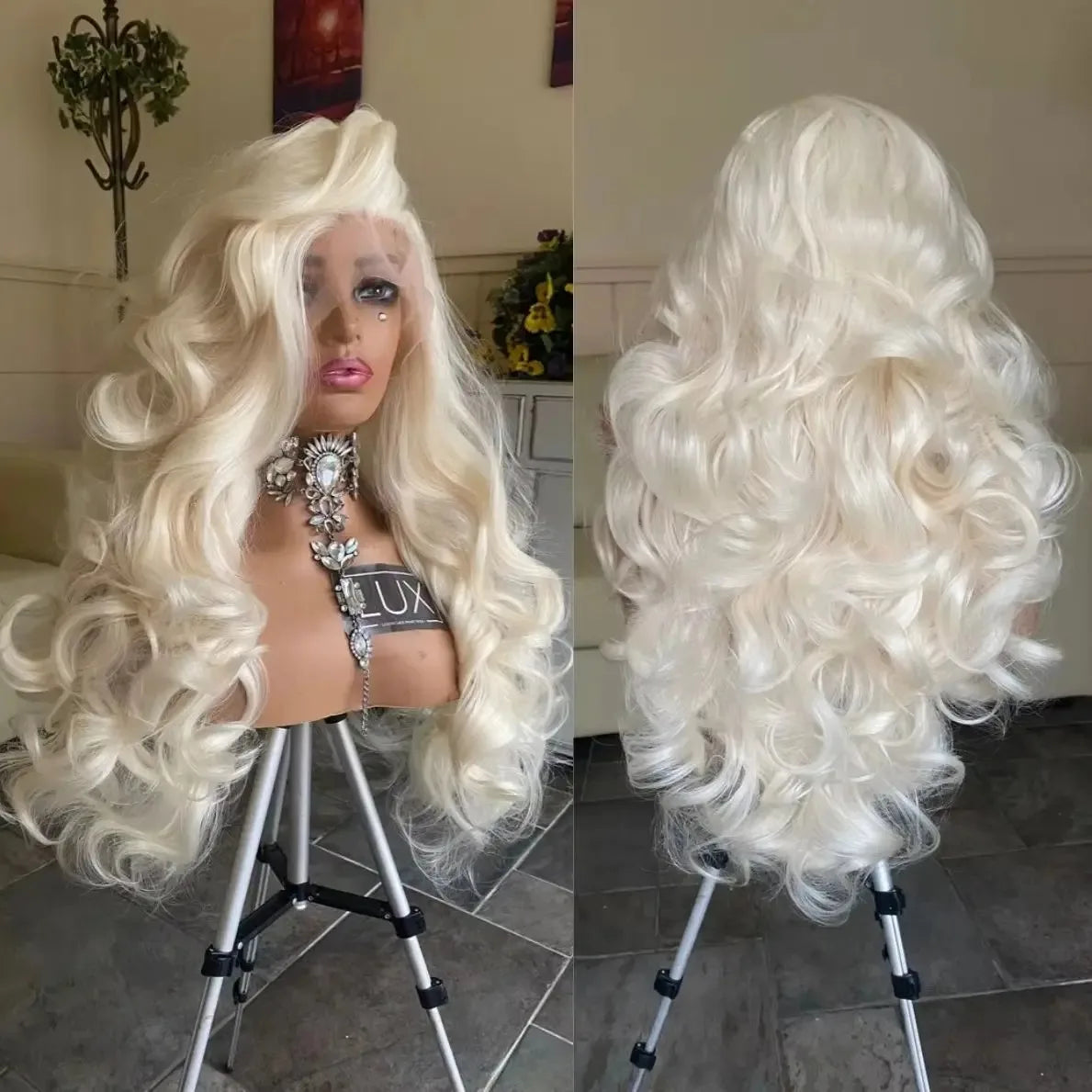 Bright Red Body Wave Heat Resistant Lace Front Wig for Women
