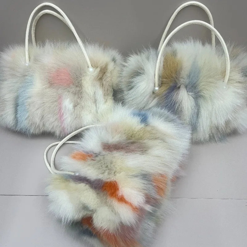 Fox Fur Bag Winter Women Shoulder Bag Female Fashion Chain Shoulder Bags Real Fur Purse Natural Fur Hand Bags Evening Party Bag