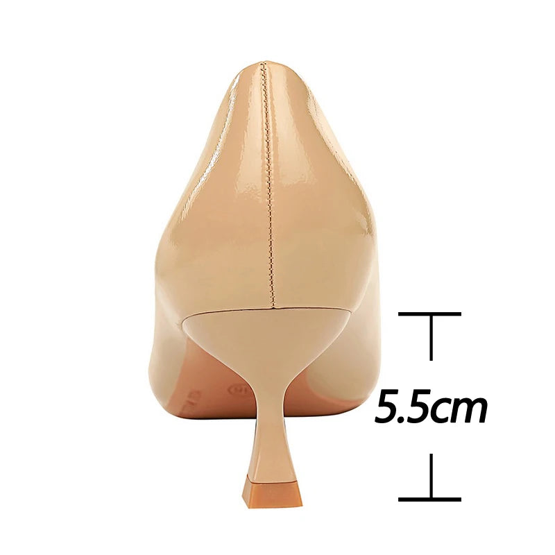 Classic Patent Leather Kitten Heel Office Pumps for Women