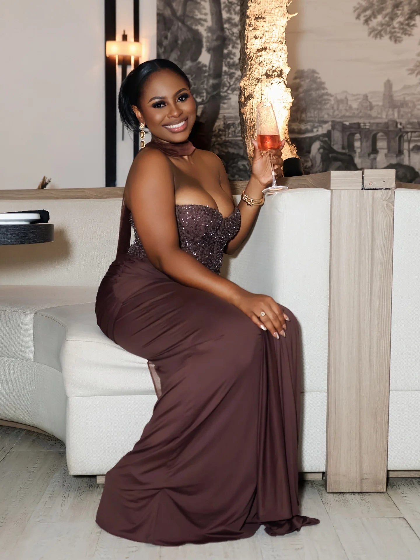 Solid Sexy Strapless Sequin Patchwork Dress Women Sleeveless Backless Cinched-waist Pleated Maxi Dresses Lady Party Evening Gown