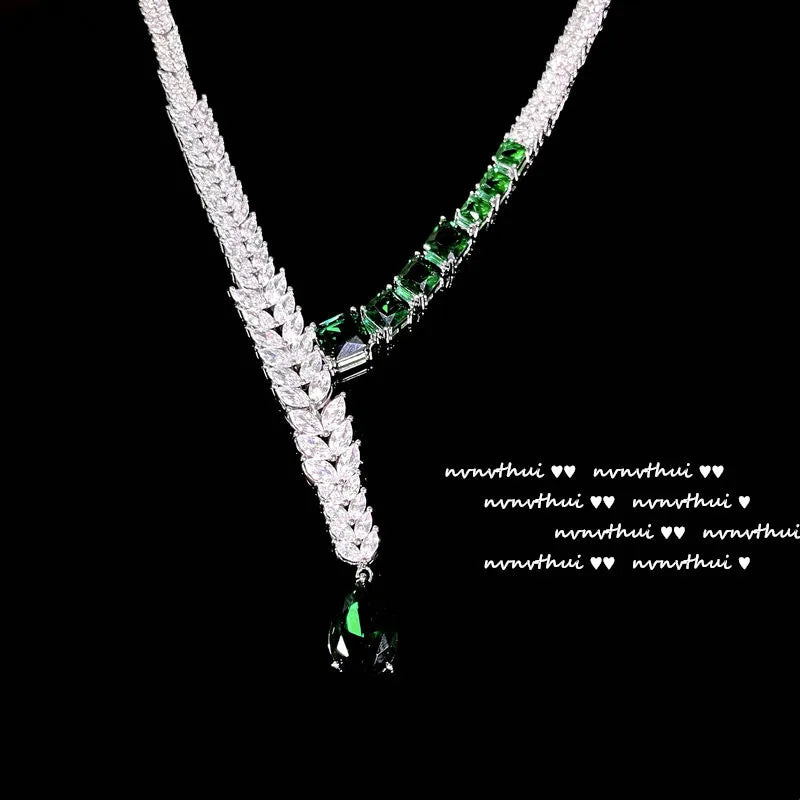 Delicate Green Zircon Wedding Jewelry Set for Women