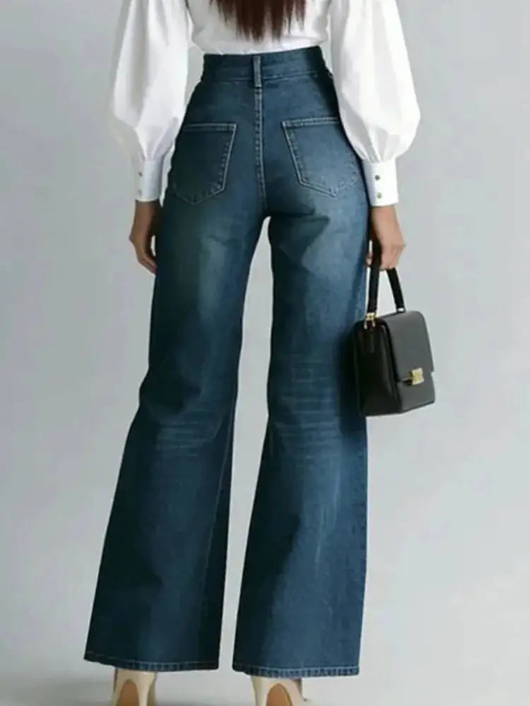 High Waist Split Hem Wide Leg Jeans