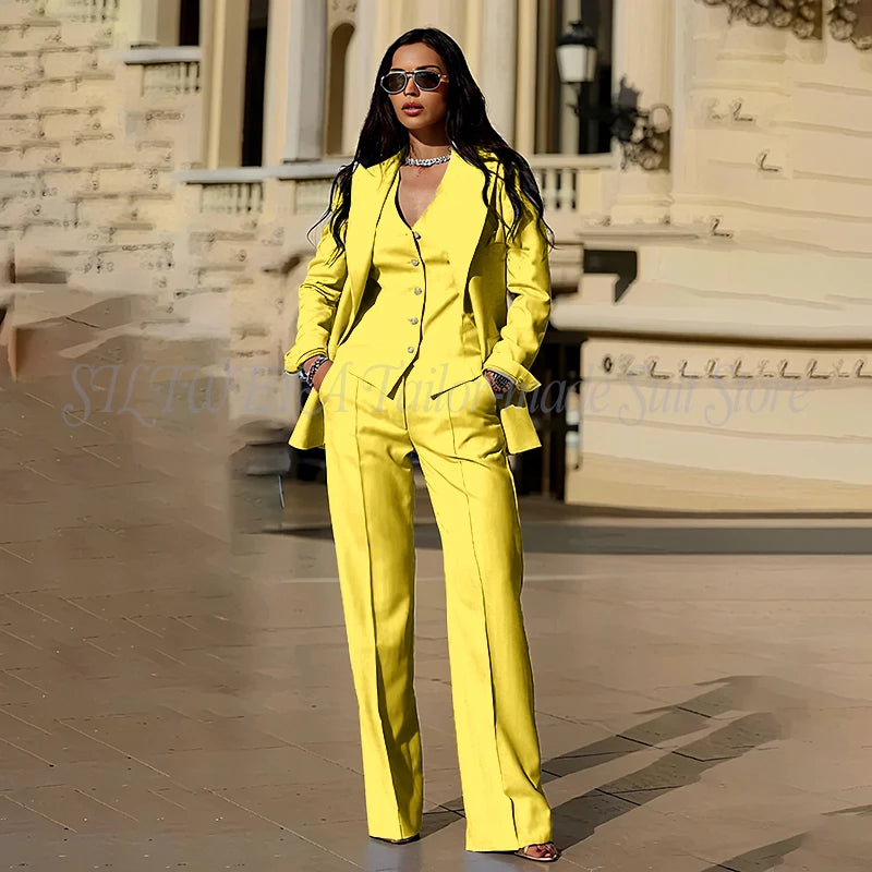 Sophisticated Slim Fit Three Piece Blazer Set For Women