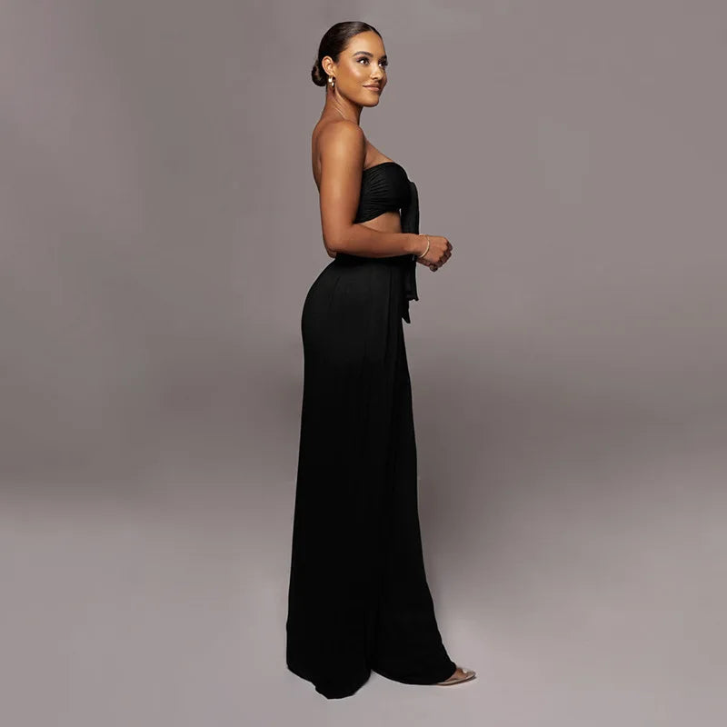 Elegant Solid Color Casual Two Piece Set for Women