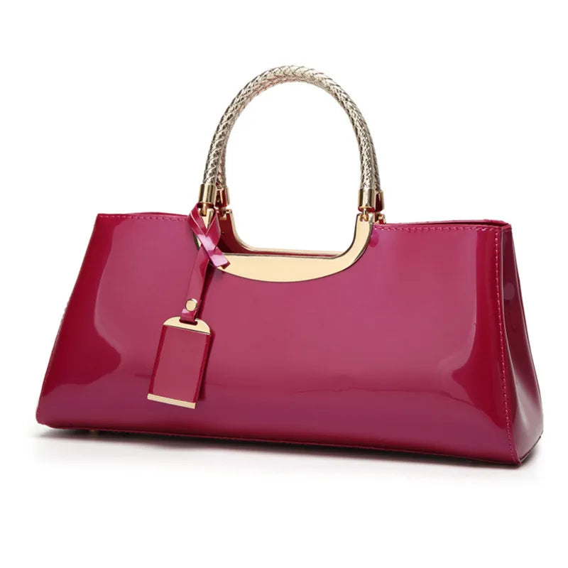 Plaid Patent Chain Evening Clutch