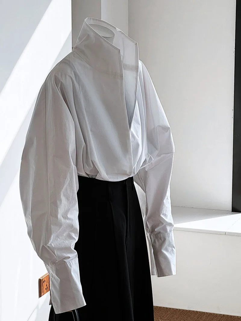 Batwing Sleeve Stand Collar Blouse