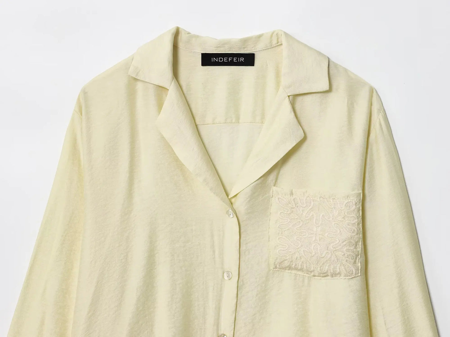 Casual Long Sleeve Pocket Embroidered Shirt for Women
